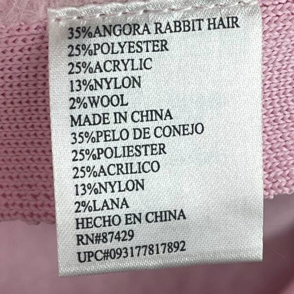 Pink Angora Rabbit Hair Soft Fuzzy Fur Bucket Hat Feminine Fall Winter Preppy - Picture 4 of 5